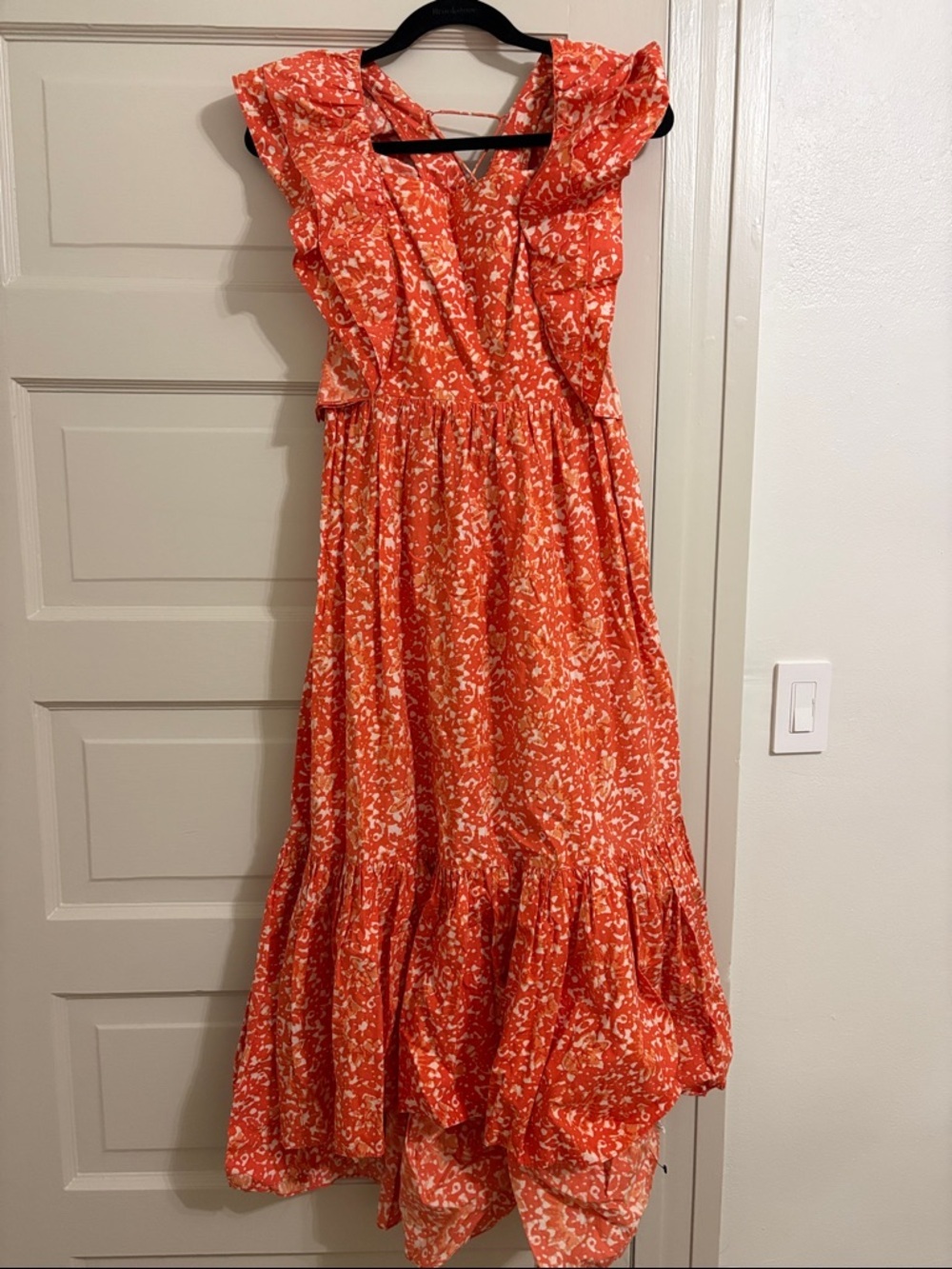 Ulla Johnson Freida Printed Cotton Dress In Coral Batik size 6